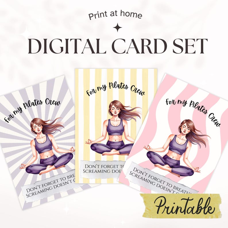 Pilates Crew Greeting Card Set – Reformer Pilates Gratitude Card Pack – Pilates Class Gift Idea – Pilates Studio Greeting Card Bundle