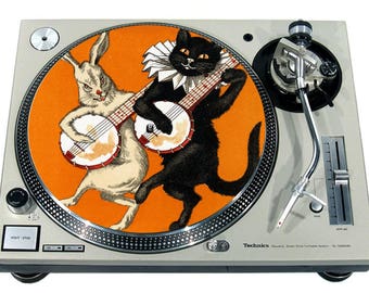 Slipmat Slip Mat Scratch Pad Felt for any 12&quot; or 7&quot; LP DJ Vinyl Turntable Record Player Custom Graphical *Vintage Players 1