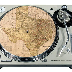 Slipmat Slip Mat Scratch Pad Fieltro para cualquier tocadiscos de vinilo LP DJ de 12 "o 7" Reproductor gráfico personalizado * Mapa de Texas