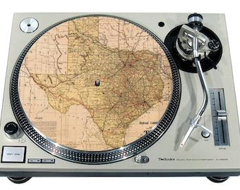 Slipmat Slip Mat Scratch Pad Fieltro para cualquier tocadiscos de vinilo LP DJ de 12 "o 7" Reproductor gráfico personalizado * Mapa de Texas