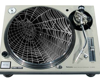 Slipmat Slip Mat Scratch Pad Felt for any 12" or 7" LP DJ Vinyl Turntable Record Player Custom Graphical *Spider Web Wet 1