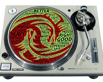 Slipmat Slip Mat Scratch Pad Felt for any 12" or 7" LP DJ Vinyl Turntable Record Player Custom Graphical *Words of Conflict 1