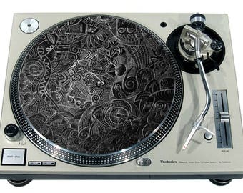 Slipmat Slip Mat Scratch Pad Felt for any 12&quot; or 7&quot; LP DJ Vinyl Turntable Record Player Custom Graphical *Etched Art