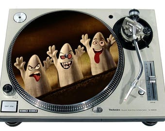 Slipmat Slip Mat Scratch Pad Felt for any 12" or 7" LP DJ Vinyl Turntable Record Player Custom Graphical *3 Ghosts*