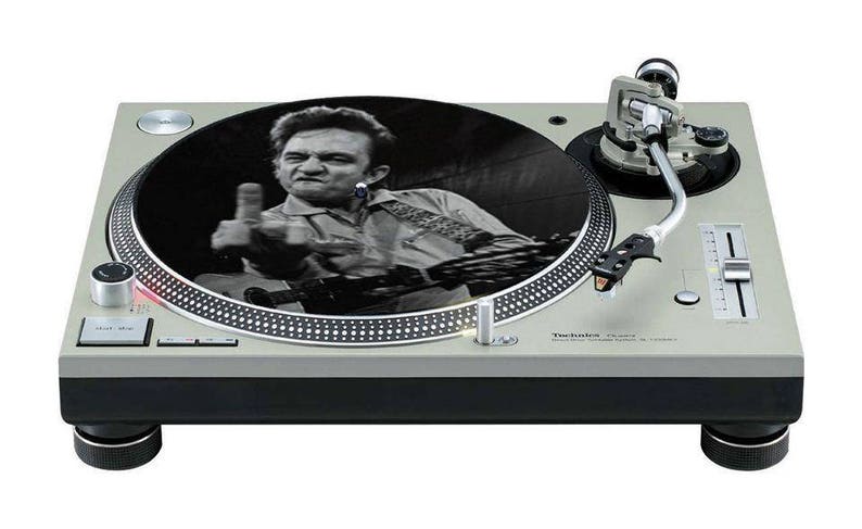 Slipmat Slip Mat Scratch Pad Felt for any 12 or 7 LP DJ Vinyl Turntable Record Player Custom Graphical Johnny Cash Finger image 2