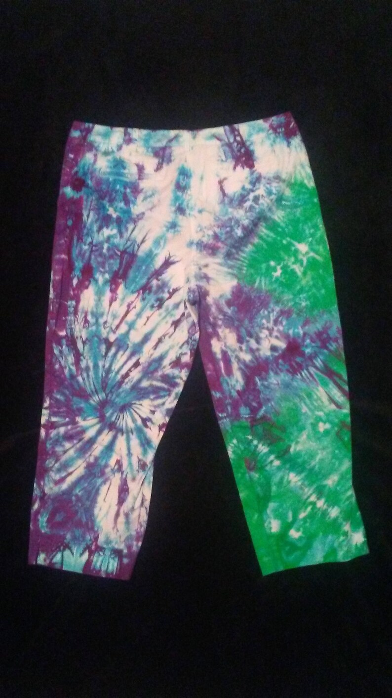 Purple and Green Women/'s Capri