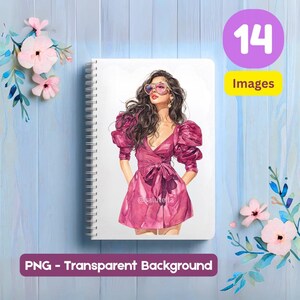 14 PNG Fashionable Cartoon Character Collection - Stylish Outfits for Creative Projects and Invitations - Instant Download Clipart