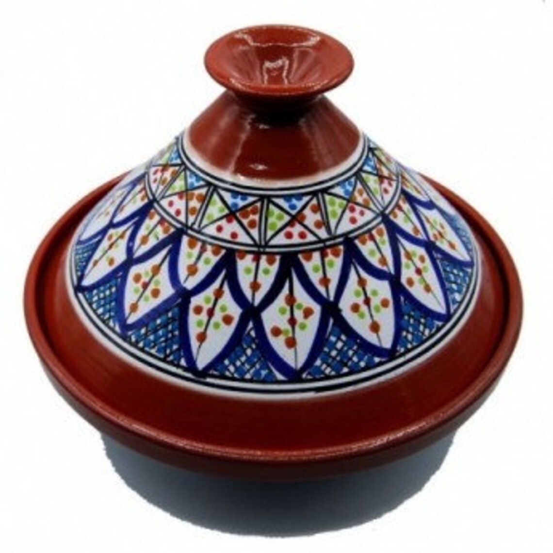 Tajine Pot Terracotta Plate Decorated Moroccan Tunisian L 27 Etsy
