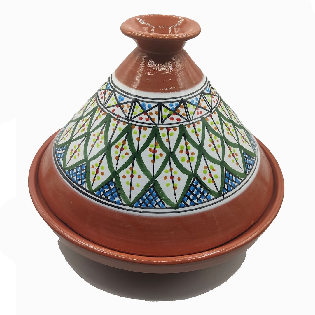 Tajine Pot Terracotta Ethnic Moroccan Tunisian Plate XL 32 Cm