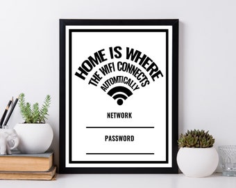 Wi-Fi druckbar, Wi-Fi Zeichen, druckbare Wandkunst, Einweihungsgeschenk, Wand-Dekor, Drucke Wandkunst, druckbare Kunst, Wandkunst, digitaler Download