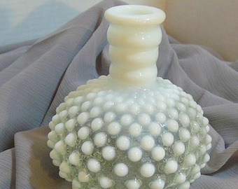 Vintage Hobnail Moonstone Glass -1 Perfume Bottle Budvase with Cap