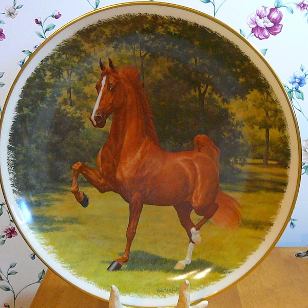 Super vente Belle élégante 1977 World Grand Champ 5 Gaited Saddle Horse Collector Assiette, Cadeau pour cavalier, Cadeau d'anniversaire, Plus que 1