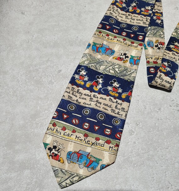 Vintage necktie Disney Mickey Mouse motorist - image 3