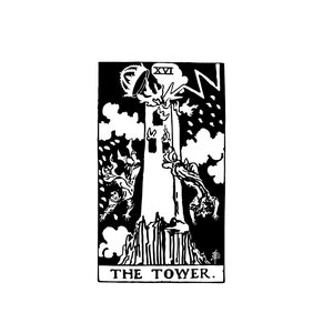 The Tower, Rider-Waite Digital PDF + PNG Download,  Rider-Waite Tarot Card, Vintage Tarot Png