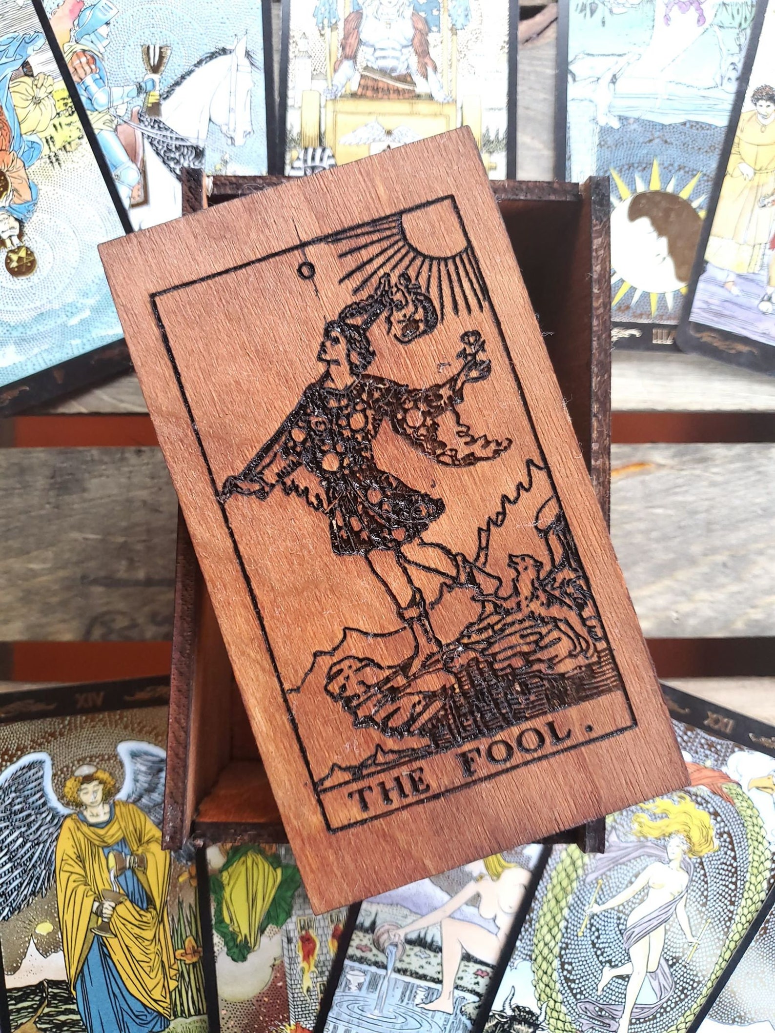 Tarot Box Fool Tarot Card Box Stash Box Handmade Wooden | Etsy