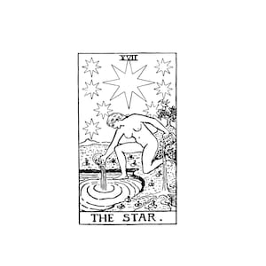The Star, Rider-Waite Digital PDF + PNG Download,  Rider-Waite Tarot Card, Vintage Tarot Png