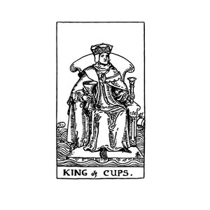 Rey de Copas, Rider-Waite Digital PDF + PNG Descargar, Carta de Tarot Rider-Waite, Tarot Vintage Png
