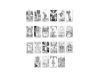 Major Arcana, Rider-Waite Digital PDF + PNG Download,  Rider-Waite Tarot Card Vector, Vintage Tarot Png