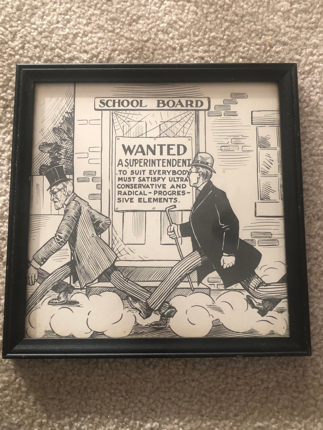 Vintage 8x8 Framed Cartoon Art School Board Wanted Fun Picture Etsy