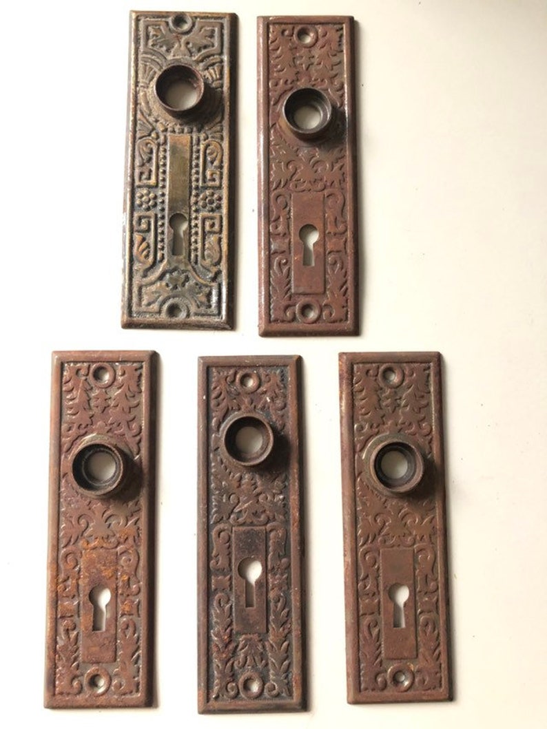 Early 1900s Vintage Metal Ornate Doorknob Plates Hardware Lot Etsy