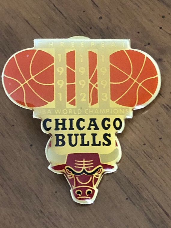 Chicago Bulls Three Peat NBA World Champions Pin - image 1