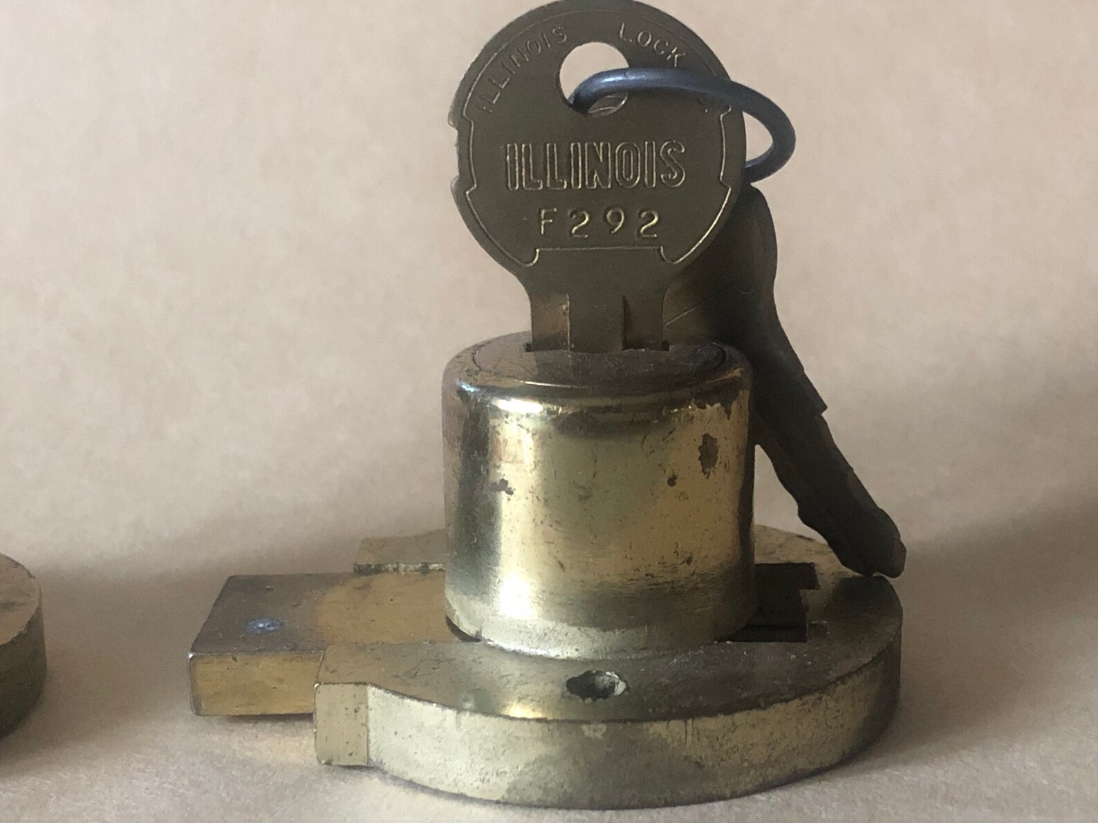Vintage Brass Cylinder Lock With Key Wheeling Illinois Set of Etsy