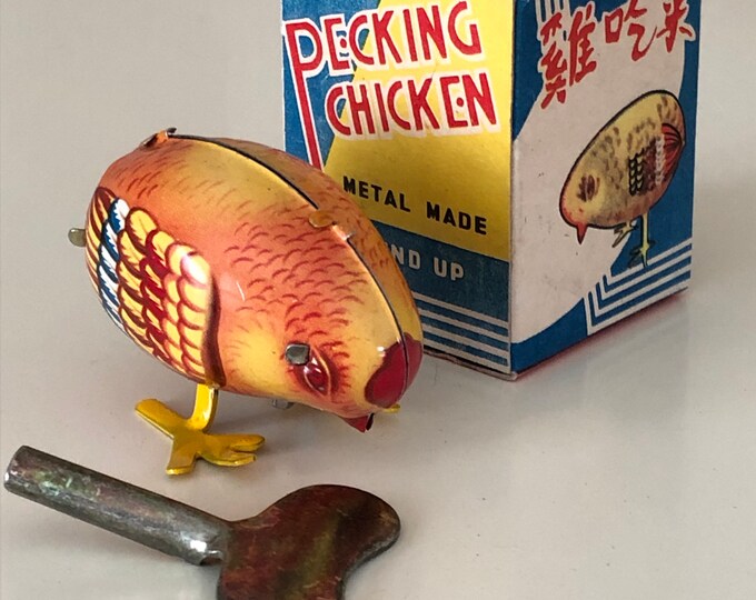 80s Pecking Chicken Wind up Metal Toy Made in China Etsy