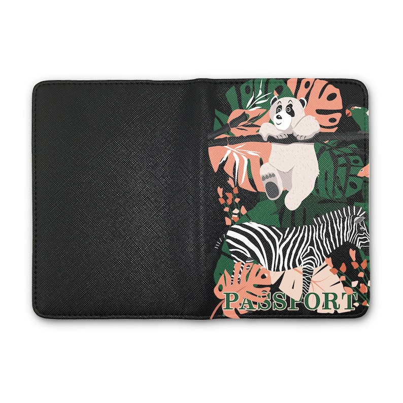 Tropical Passport Holder Luggage Tag Travel Set Panda Passport Cover Summer Bag Tag Leaves Travel Wallet Best Gift Document Holder CL6315