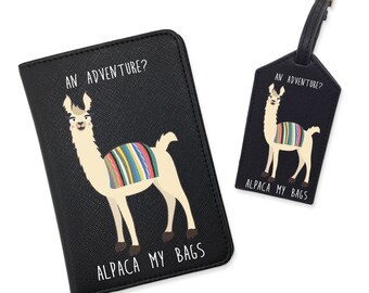 Llama Custom Print Monogram Animal Cover Passport Holder Black Travel Set Alpaca Luggage Tag Document Organizer Gift  Wanderlust CL6287