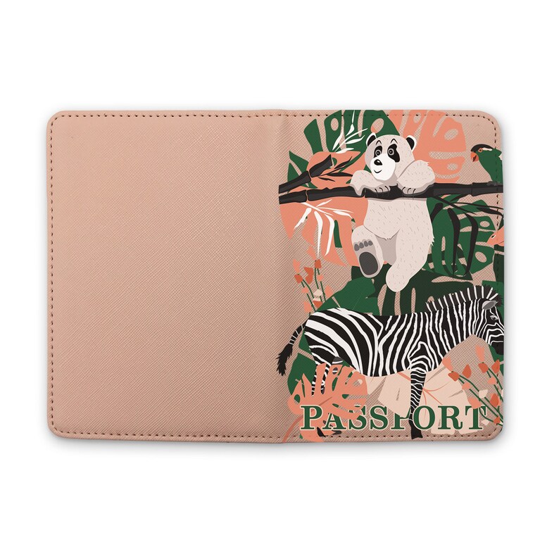 Tropical Passport Holder Luggage Tag Travel Set Panda Passport Cover Summer Bag Tag Leaves Travel Wallet Best Gift Document Holder CL6315