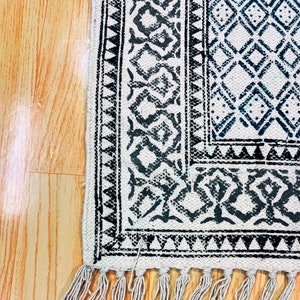 Beautiful Cotton Block Print Rug, Custom Size 2x3,3x5,4x6,5x7 Area Cotton Rug, Handmade Cotton Rug, Outdoor Rug,Dinning Room Rug.Printed Rug