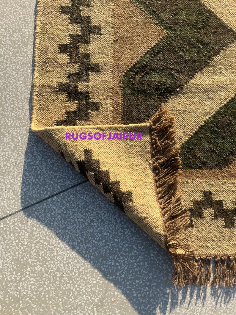 Indian Wool Jute 5x8, 7x10 Handmade Living Room Rug, Kitchen Rug