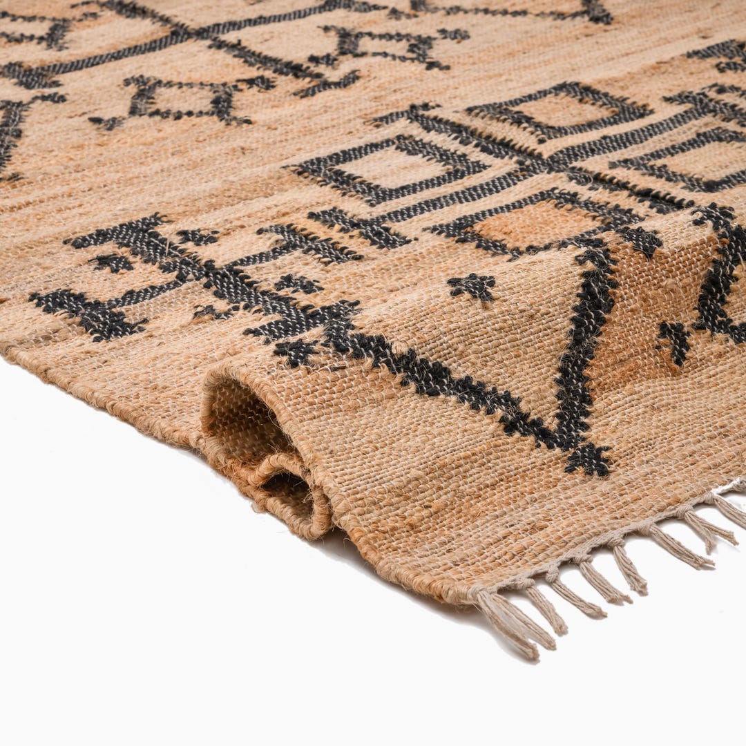 Mixed Texture Geometric Kilim -handmade Wool Jute Rug -neutral Area Rug ...