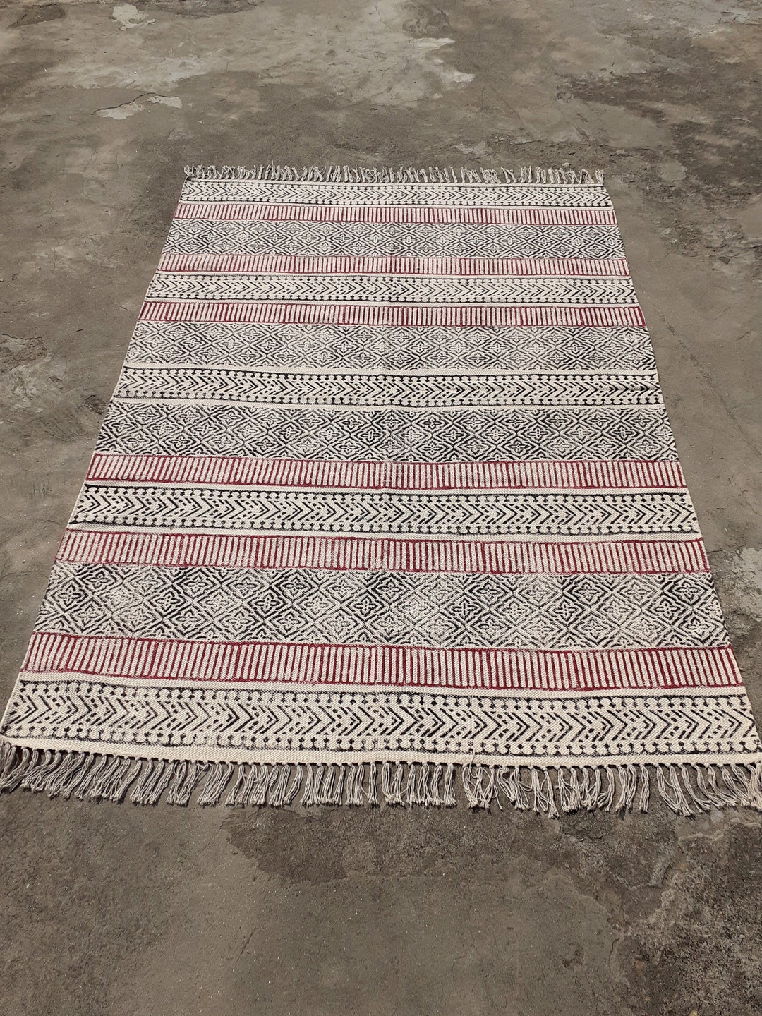 Beautiful Pink Colour Cotton Block Print Rug Home Stair Rug Outdoor ...