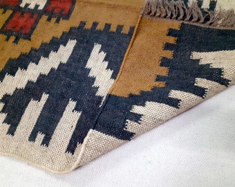 Dywan z juty wełnianej 3x5, ręcznie robiony, do salonu/jadalni, do kuchni, do kuchni, na zewnątrz/wewnątrz, w stylu boho navajo, na stół, dywan/maty