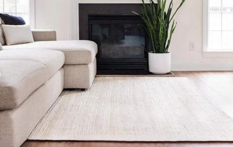 Custom Size White Jute Braided Rug Natural Rug Handwoven Etsy
