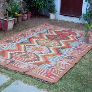 Wool Jute Rug, Kids Room Rug, MultiColour Area Rug, Cheap Rug, Living Room Rug, Indoor-Outdoor Rug, Big Size Kilim Rug, Hand braided rug