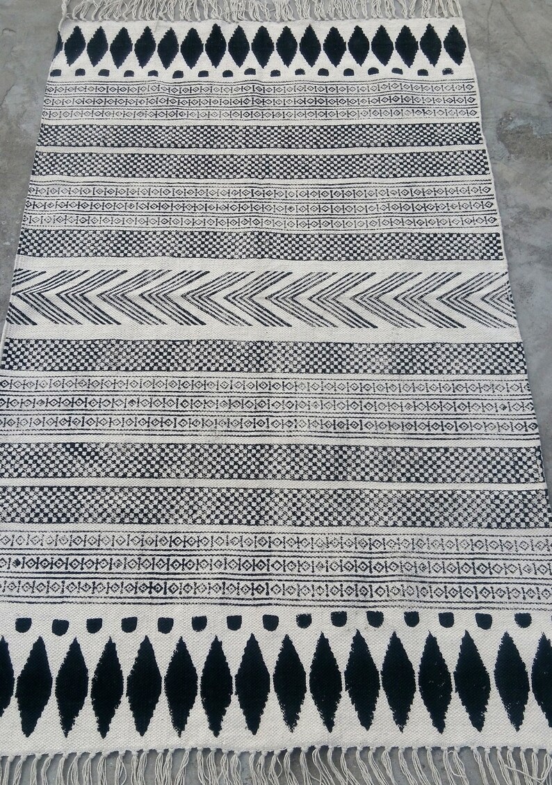 53 Handmade Cotton Hand Block Print Tapis Natural Wall Etsy