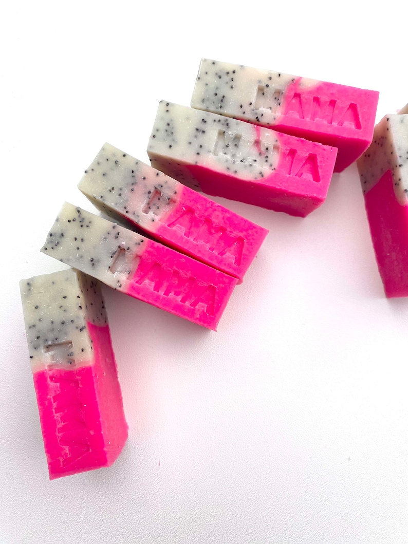 MAMA Soap MANDARIN & NEON PINK Fruity, colorful soap bar image 3