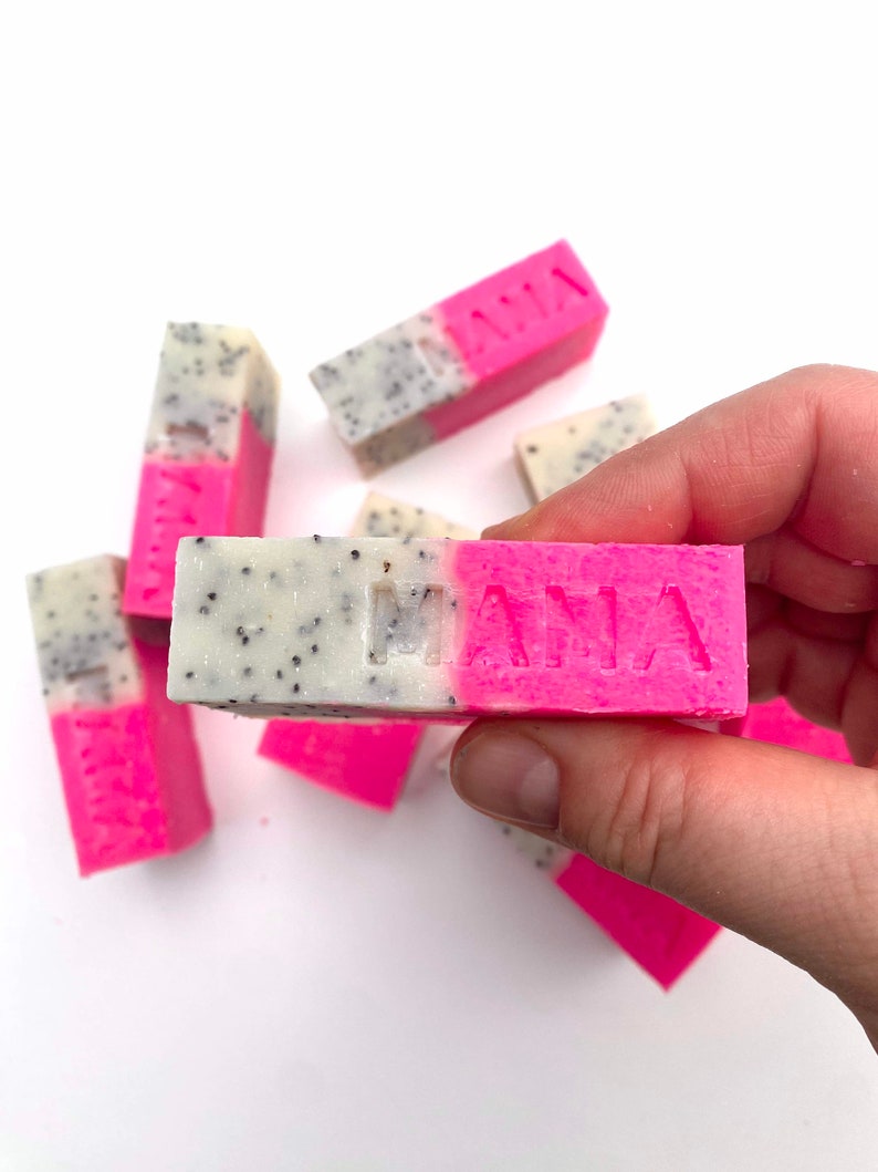 MAMA Soap MANDARIN & NEON PINK Fruity, colorful soap bar image 1