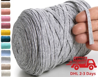 MeriWoolArt Baumwollgarn 10 mm 150 m – T-Shirt-Garn – Baumwollbandschnur – Öko-Tex 100 % recycelte Baumwolle – für Heimwerkerarbeiten