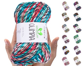 MeriWoolArt Filato di lana merino, 100g Filato per maglieria spesso 100 m, Filato per maglieria a mano XXL, Lana ingombrante fai-da-te per maglioni, cardigan, sciarpe, coperte