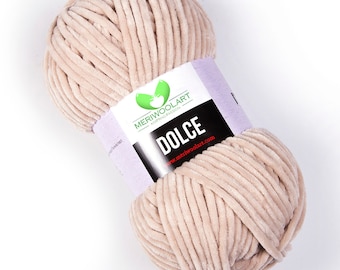 MeriWoolArt® Chenille Garn zum Stricken und Häkeln - 100 g und 120 m Samtwolle - 100% flauschiges Polyester Strickgarn für Amigurumi