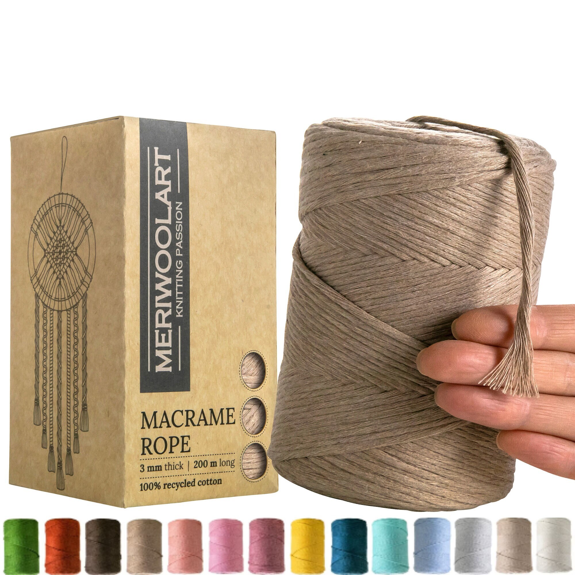 Corde Macramé Naturel 4 Mm – 75 M De Fil Coton Recyclé Et Viscose, Idéal Attrape-rêves Et Déco Boho