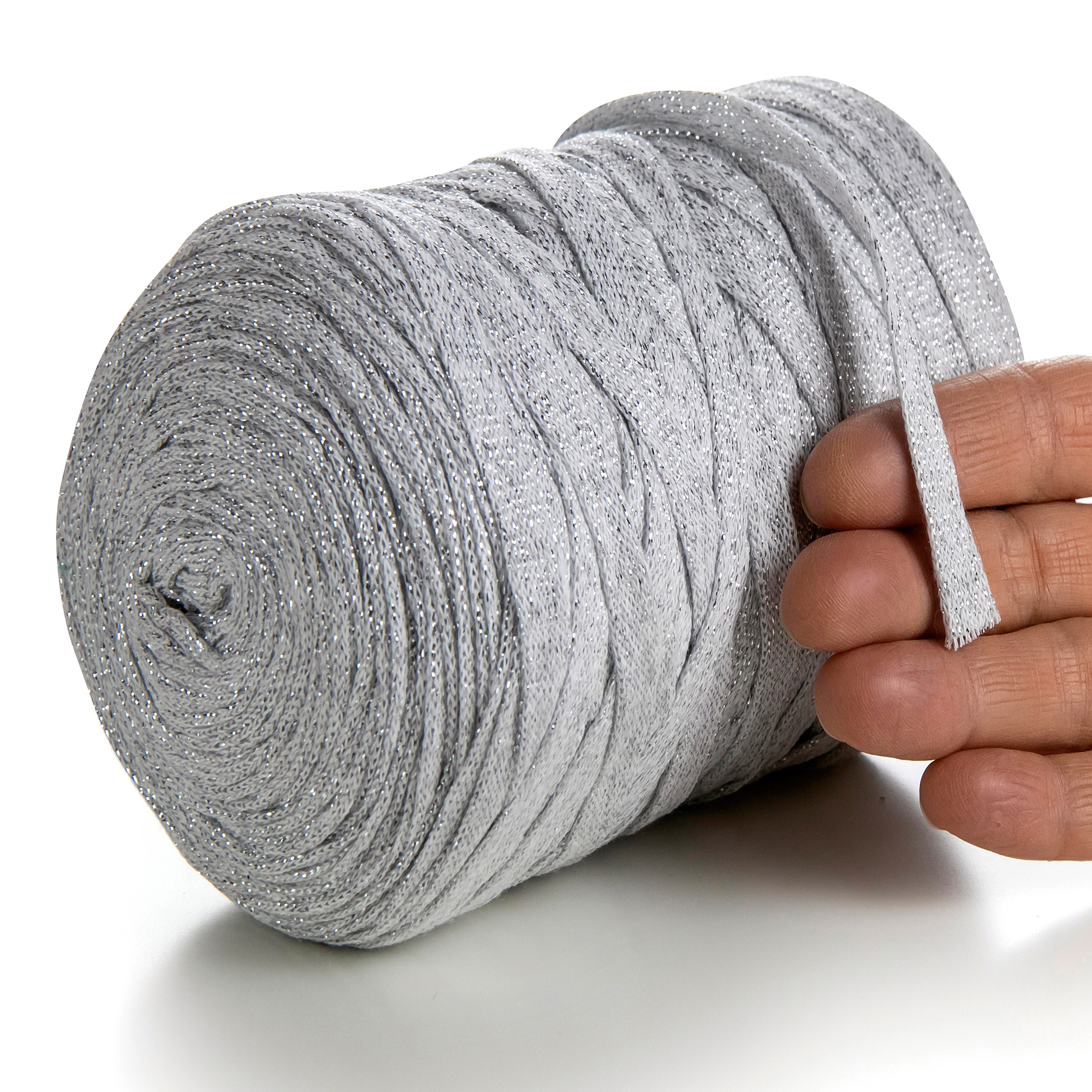 Meriwoolart Cotton Yarn 10mm 150m T-shirt Yarn Cotton Ribbon String  Oeko-tex 100% Recycled Cotton for DIY Crafts 