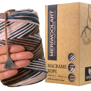 Corde Macramé Naturel 4 Mm – 75 M De Fil Coton Recyclé Et Viscose, Idéal Attrape-rêves Et Déco Boho - 5