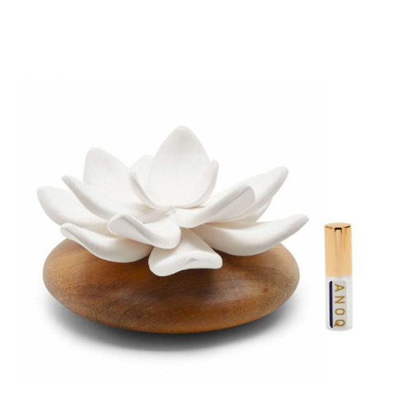 Acacia Wood and Porcelain Tibetan Jade Home Fragrance Diffuser | Audacious Accord Spray French and artisanal fragrance