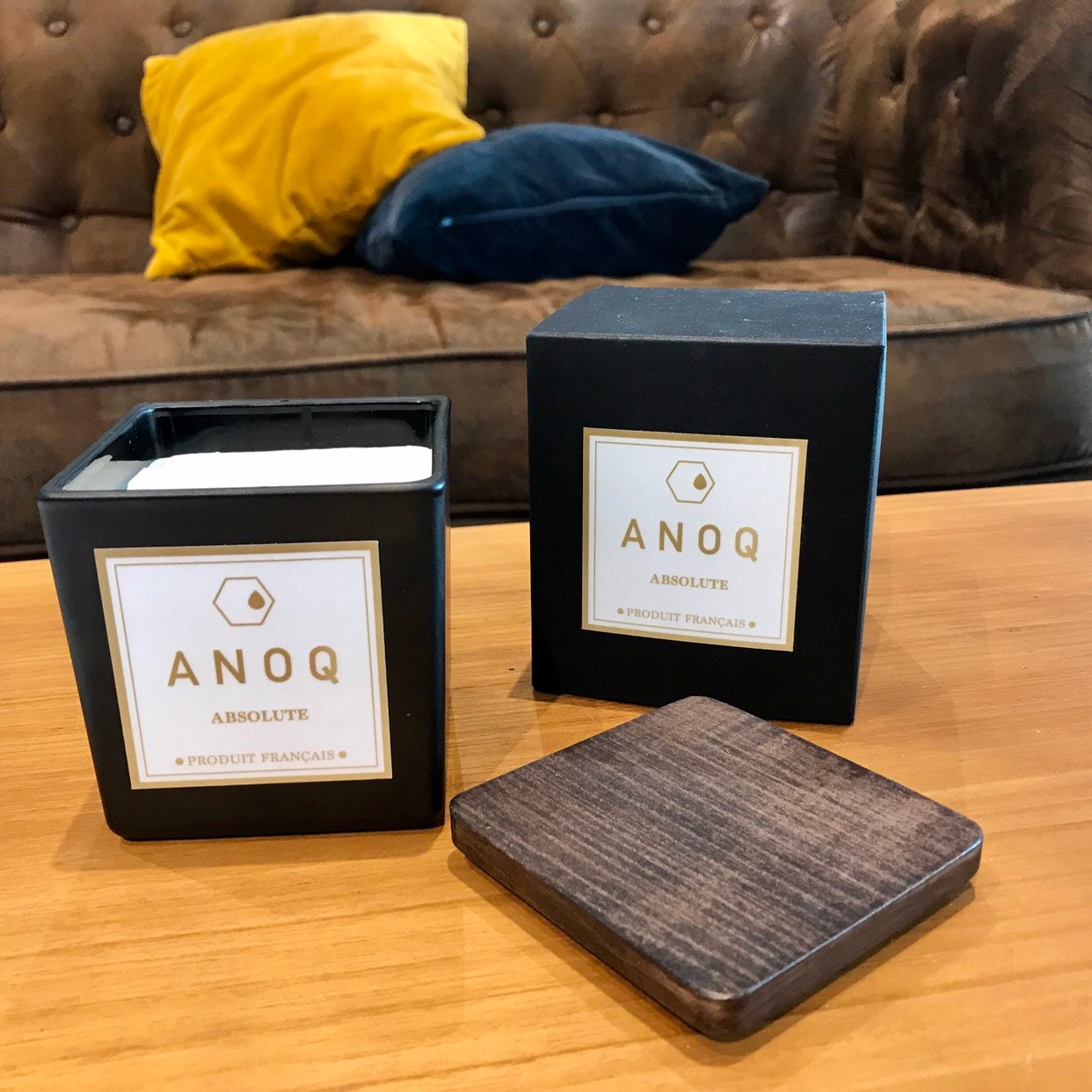 Bougie Parfumée à La Cire de Soja Bio, Sans Ogm, Durée 40 Heures, 200 Grs, Verre Carré Laqué Mat, Ét