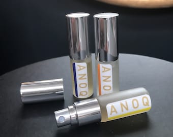 Kit de différents parfums d'intérieur, set de 3 vaporisateurs pour diffuseur aromatique, sprays 5ml, en verre givré. Collection ANOQ Cocoon