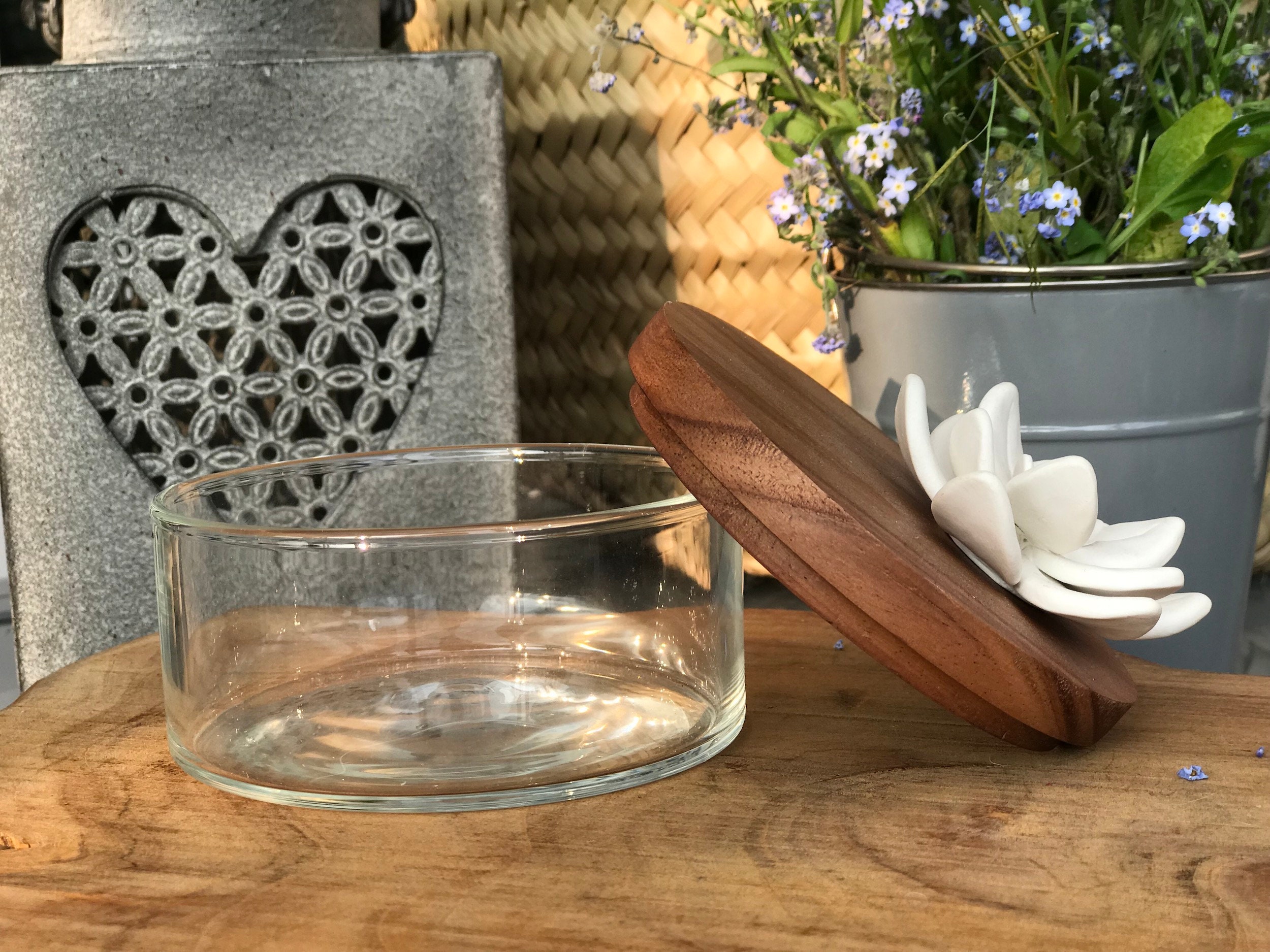 Lote de 3 cajas de vidrio madera y porcelana objetos Etsy